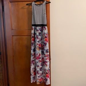 Xhilaration black stripe and floral maxi dress